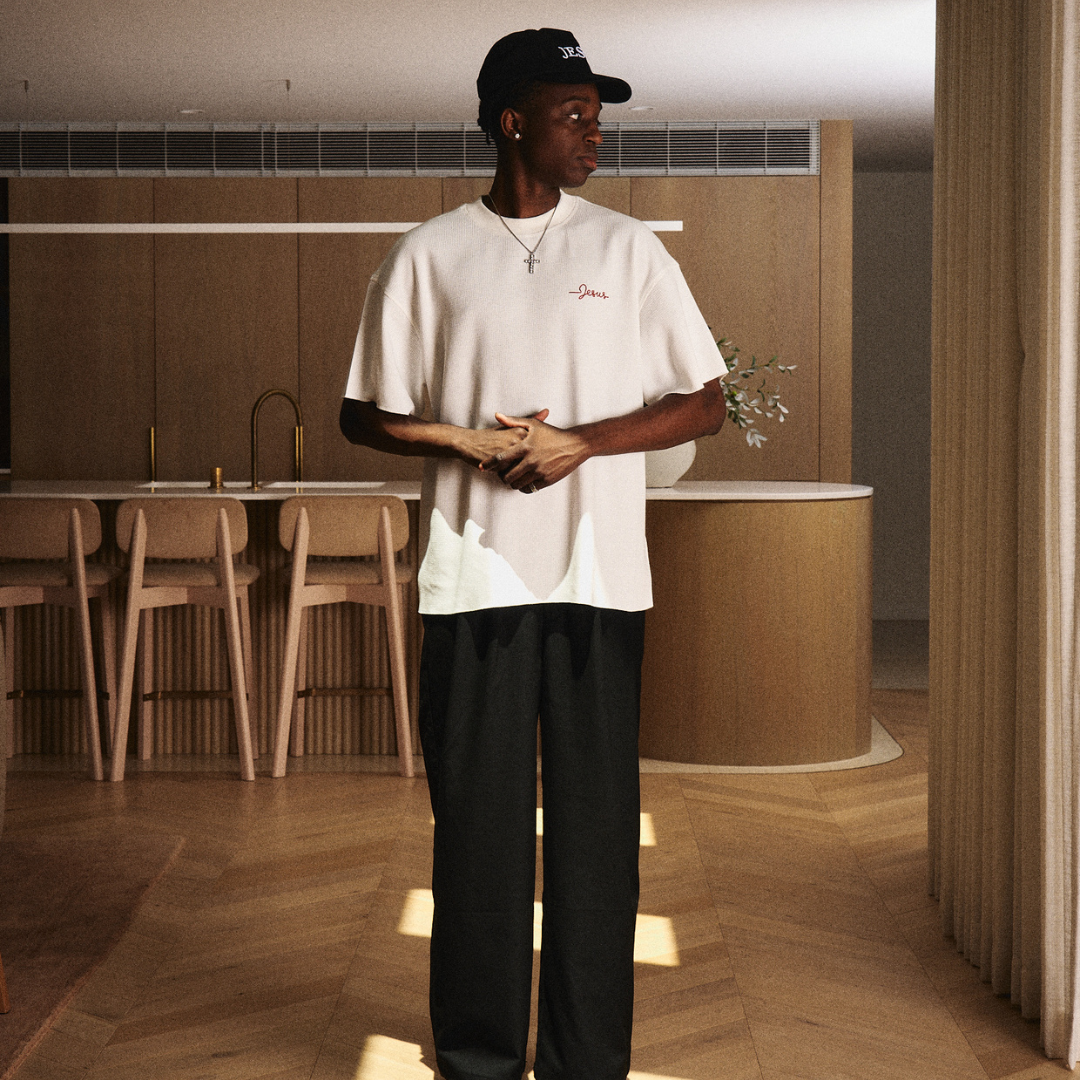 RESTORED WAFFLE TEE - WHITE