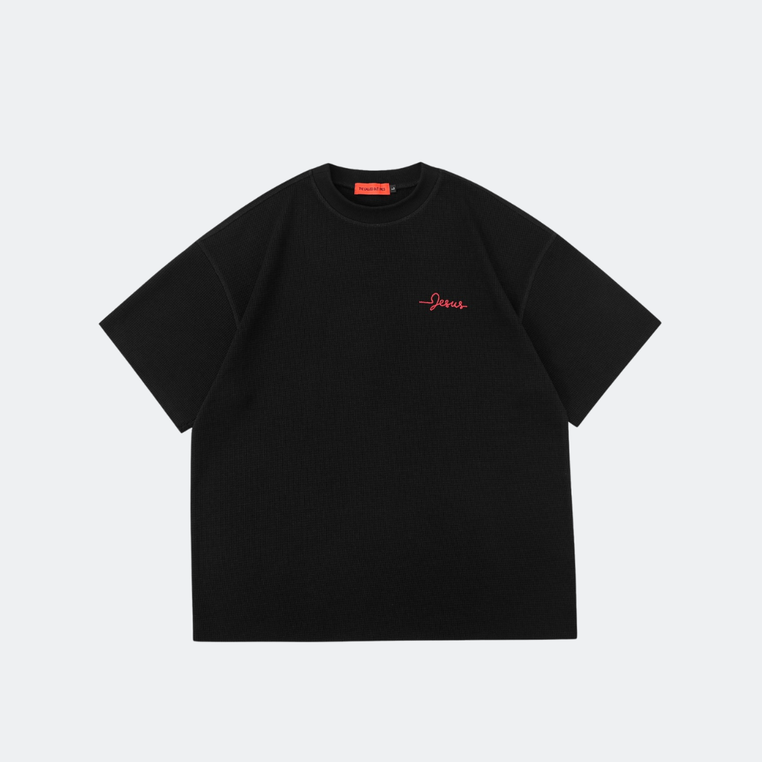 RESTORED WAFFLE TEE - BLACK