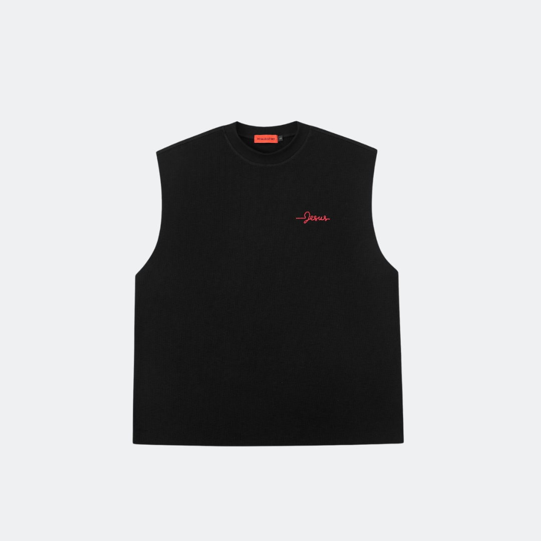 REDEEMED WAFFLE TANK - BLACK