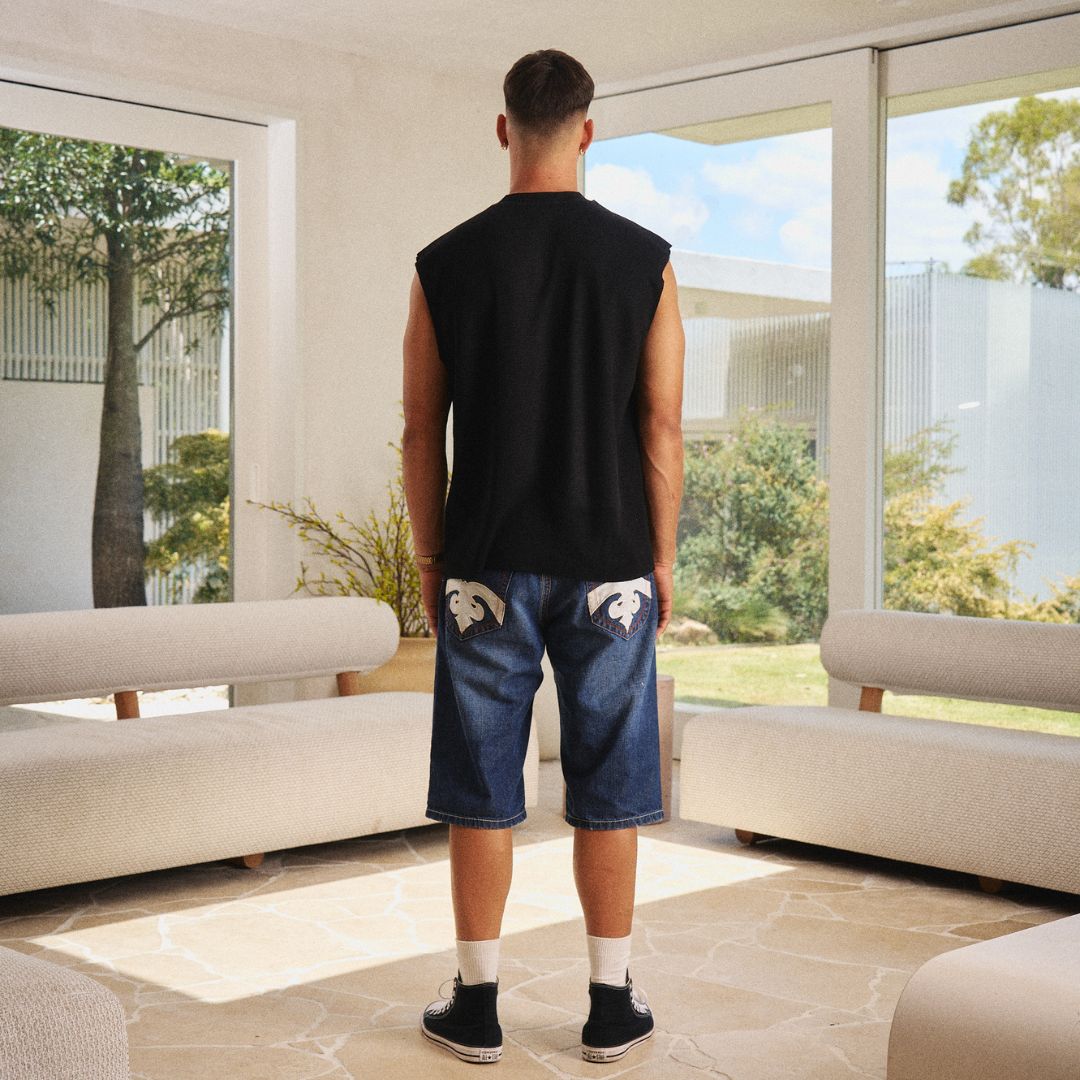 REDEEMED WAFFLE TANK - BLACK